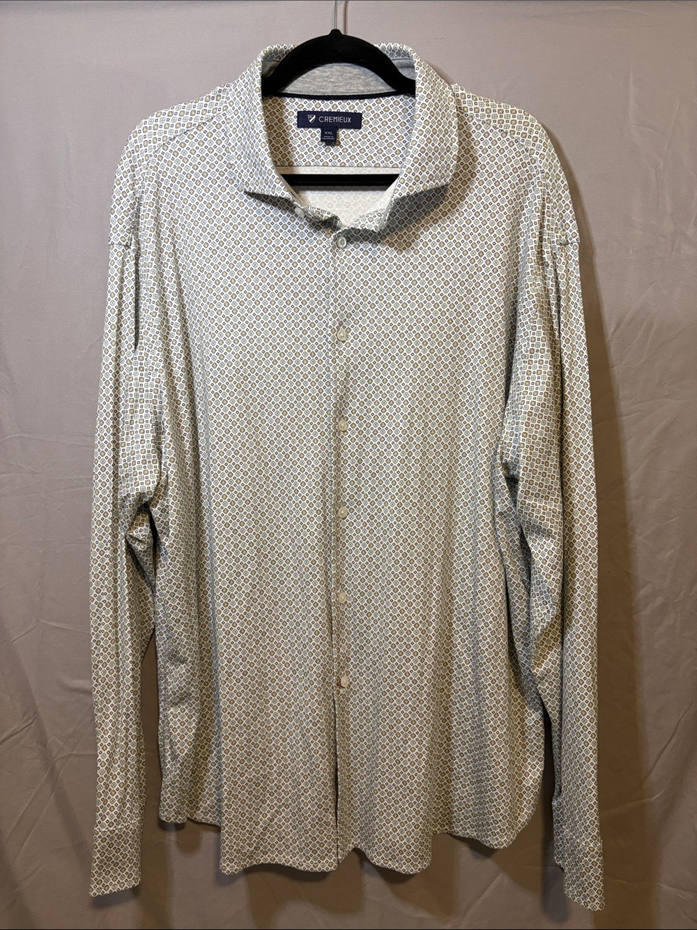 Daniel Cremieux Men's Printed Dress Shirt - Cream with Blue and Yellow Detail